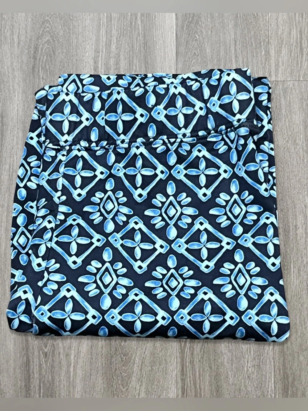 Justice Girls Size 10 Blue Geometric Print Leggings Stretch Pull On Pants
